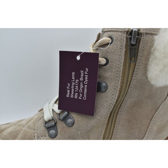 Johnston & Murphy Women Size 7.5 Emmalynn Taupe Suede Shearling Hiker Boot Shoes - Picture 10 of 13